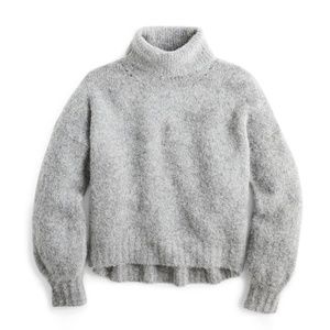 ✨NWT✨ J.CREW Alpaca Wool Balloon Sleeve Fuzzy Turtleneck Sweater Gray Sz Small